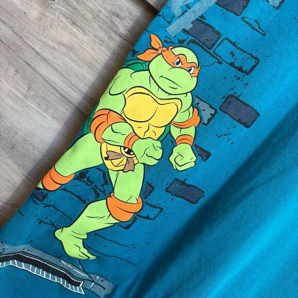Nickelodeon Teenage Mutant Ninja Turtles Embroidered & Print Blue T-shirt Men's - Picture 4 of 7